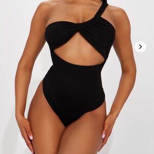 Black One-Shoulder Cutout BodySuit